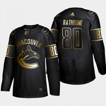 Men's Vancouver Canucks Jack Rathbone #80 NHL Golden Edition Black Authentic Jersey