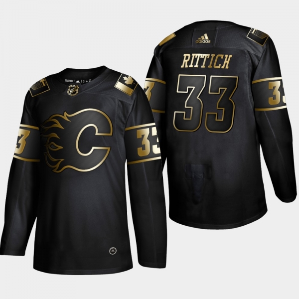 Men's Calgary Flames David Rittich #33 2019 NHL Golden Edition Black Authentic Player Jersey