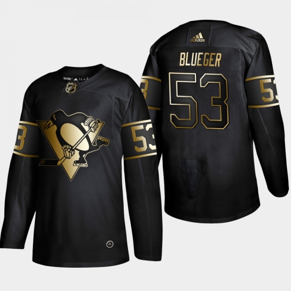 Men's Pittsburgh Penguins Teddy Blueger #53 Black 2019 NHL Golden Edition Authentic Player Jersey