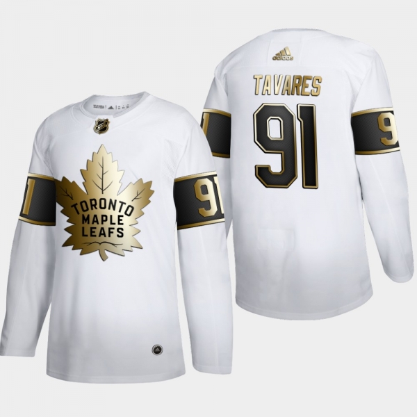 Men's JerseyMen's Toronto Maple Leafs John Tavares #91 NHL Golden Edition White Authentic Jersey