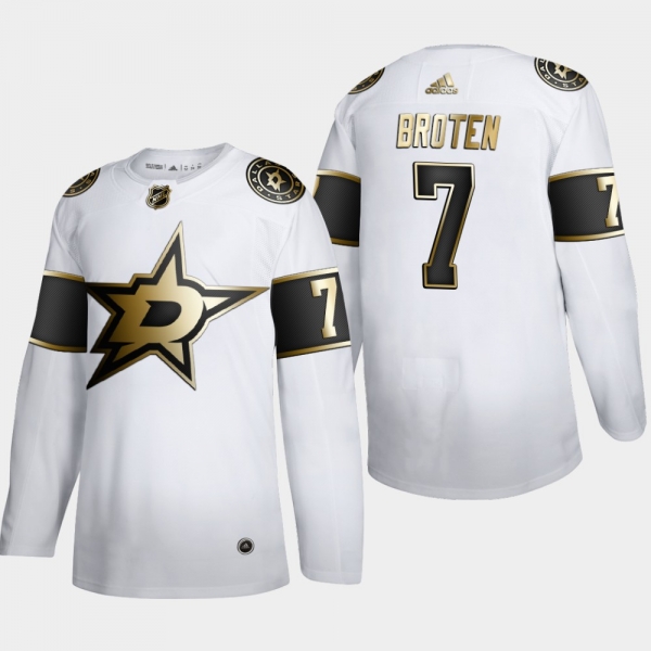 Men's Dallas Stars Neal Broten #7 NHL Golden Edition White Retired Authentic Jersey