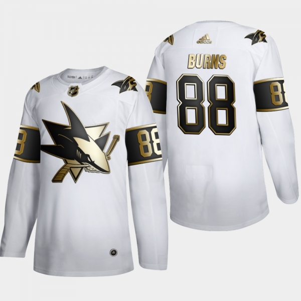 Men's San Jose Sharks Brent Burns #88 NHL Golden Edition White Authentic Jersey