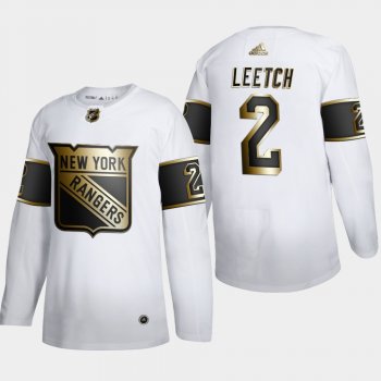 Men's New York Rangers Brian Leetch #2 NHL Golden Edition White Retired Authentic Jersey