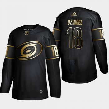 Men's Carolina Hurricanes Ryan Dzingel #18 NHL Golden Edition Black Authentic Jersey