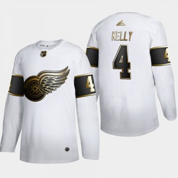 Men's Detroit Red Wings Red Kelly #4 NHL Golden Edition White Retired Authentic Jersey