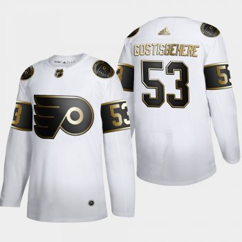 Men's Philadelphia Flyers Shayne Gostisbehere #53 NHL Golden Edition White Authentic Jersey