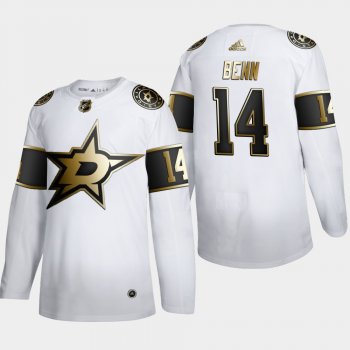 Men's Dallas Stars Jamie Benn #14 NHL Golden Edition White Authentic Jersey