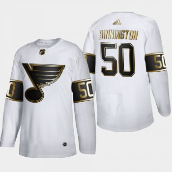 Men's JerseyMen's St. Louis Blues Jordan Binnington #50 NHL Golden Edition White Authentic Jersey