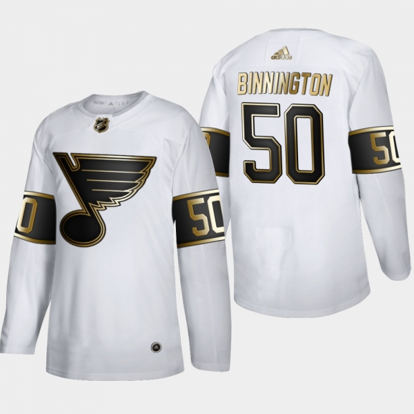 Men's JerseyMen's St. Louis Blues Jordan Binnington #50 NHL Golden Edition White Authentic Jersey