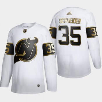 Men's New Jersey Devils Cory Schneider #35 NHL Golden Edition White Authentic Jersey