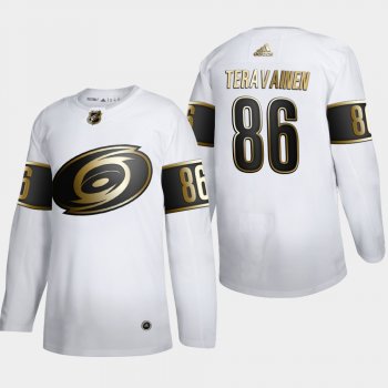 Men's Carolina Hurricanes Teuvo Teravainen #86 NHL Golden Edition White Authentic Jersey