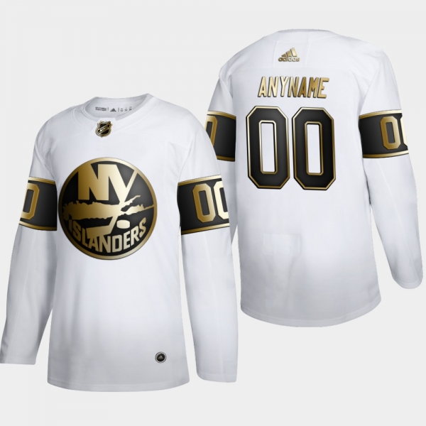 Men's New York Islanders Custom #00 NHL Golden Edition White Authentic Jersey