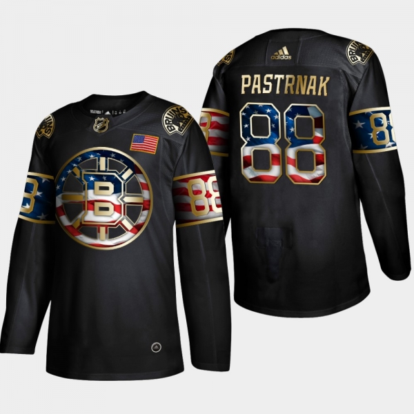 Bruins David Pastrnak #88 Independence Day Golden Edition Black Jersey