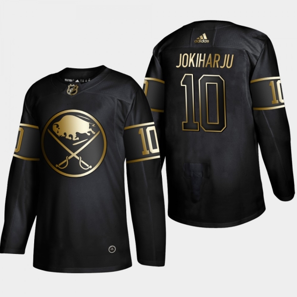 Men's Buffalo Sabres Henri Jokiharju #10 NHL Golden Edition Black Authentic Jersey