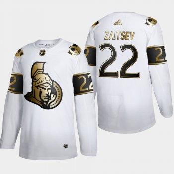 Men's Ottawa Senators Nikita Zaitsev #22 NHL Golden Edition White Authentic Jersey