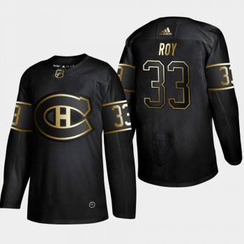 Men's Montreal Canadiens Patrick Roy #33 2019 NHL Golden Edition Black Retired Player Jersey