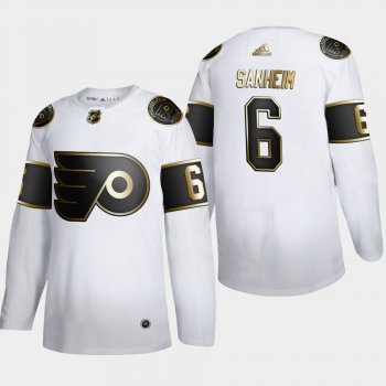 Men's Philadelphia Flyers Travis Sanheim #6 NHL Golden Edition White Authentic Jersey