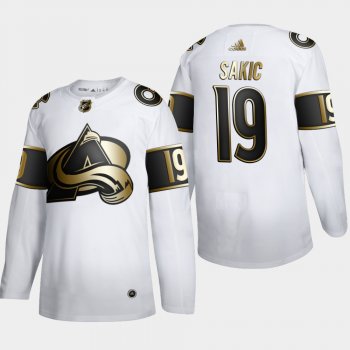 Men's Colorado Avalanche Joe Sakic #19 NHL Golden Edition White Retired Authentic Jersey