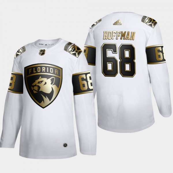 Men's Florida Panthers Mike Hoffman #68 NHL Golden Edition White Authentic Jersey