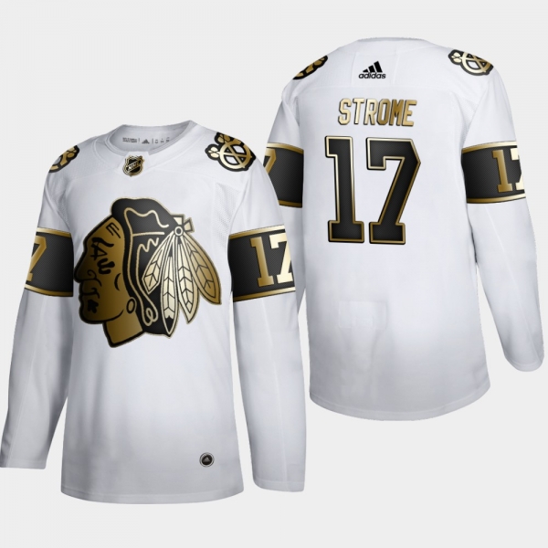 Men's JerseyMen's Chicago Blackhawks Dylan Strome #17 NHL Golden Edition White Authentic Jersey