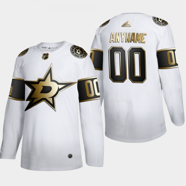 Men's Dallas Stars Custom #00 NHL Golden Edition White Authentic Jersey