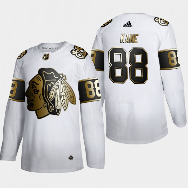 Men's Chicago Blackhawks Patrick Kane #88 NHL Golden Edition White Authentic Jersey