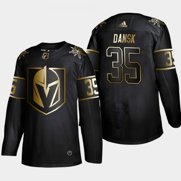 Men's Vegas Golden Knights Oscar Dansk #35 NHL Golden Edition Black Authentic Jersey