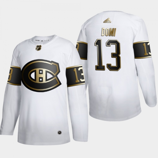 Men's Montreal Canadiens Max Domi #13 NHL Golden Edition White Authentic Jersey