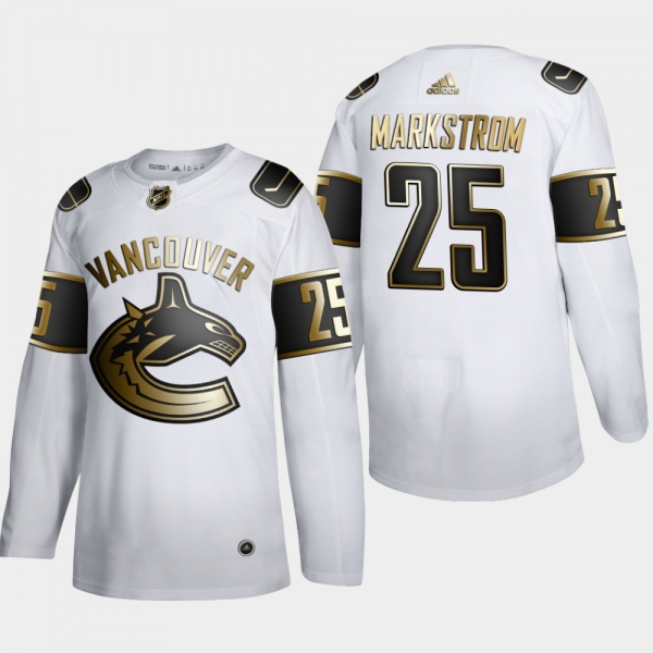 Men's Vancouver Canucks Jacob Markstrom #25 NHL Golden Edition White Authentic Jersey