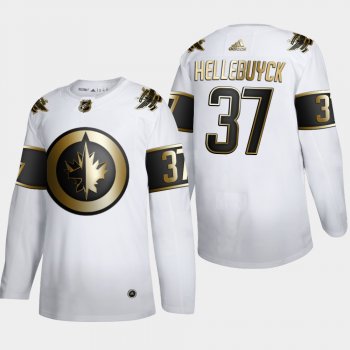 Men's JerseyMen's Winnipeg Jets Connor Hellebuyck #37 NHL Golden Edition White Authentic Jersey