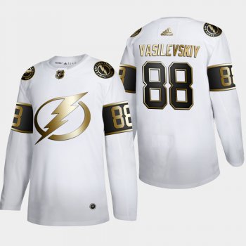 Men's Tampa Bay Lightning Andrei Vasilevskiy #88 NHL Golden Edition White Authentic Jersey