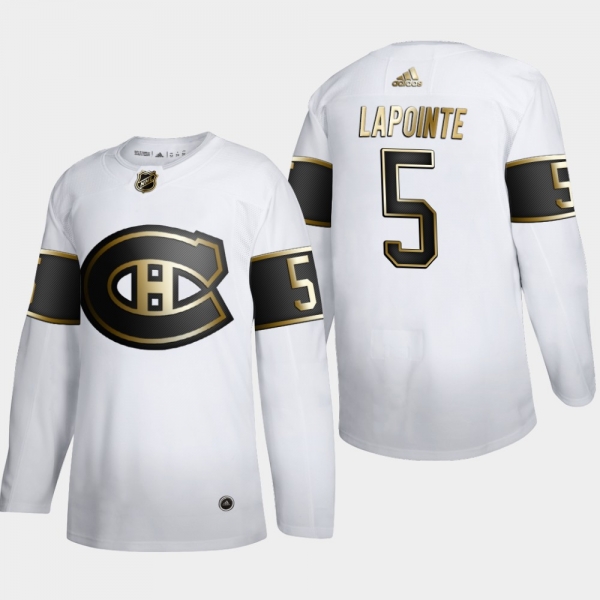 Men's Montreal Canadiens Guy Lapointe #5 NHL Golden Edition White Retired Authentic Jersey