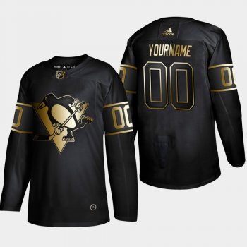 Men's Pittsburgh Penguins Custom #00 Black 2019 NHL Golden Edition Authentic Player Jersey