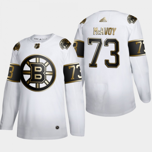 Men's Boston Bruins Charlie McAvoy #73 NHL Golden Edition White Authentic Jersey