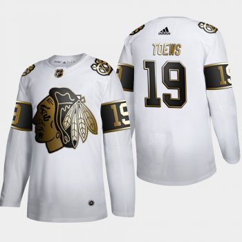 Men's Chicago Blackhawks Jonathan Toews #19 NHL Golden Edition White Authentic Jersey