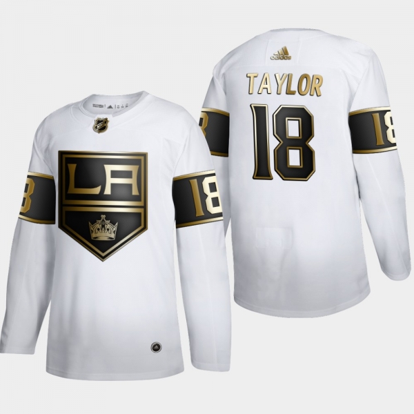 Men's Los Angeles Kings Dave Taylor #18 NHL Golden Edition White Retired Authentic Jersey