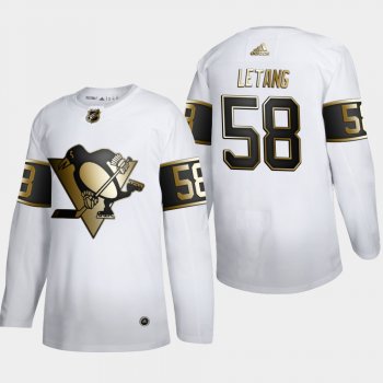 Men's Pittsburgh Penguins Kris Letang #58 NHL Golden Edition White Authentic Jersey