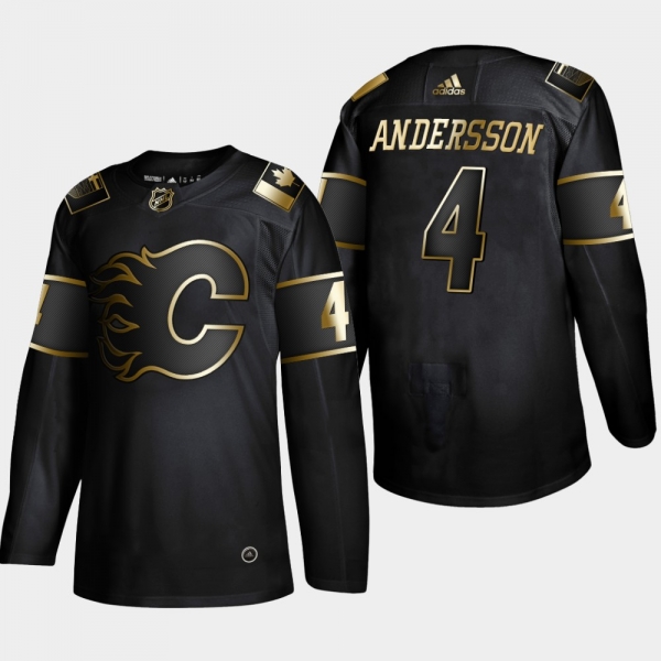 Men's Calgary Flames Rasmus Andersson #4 2019 NHL Golden Edition Black Authentic Player Jersey