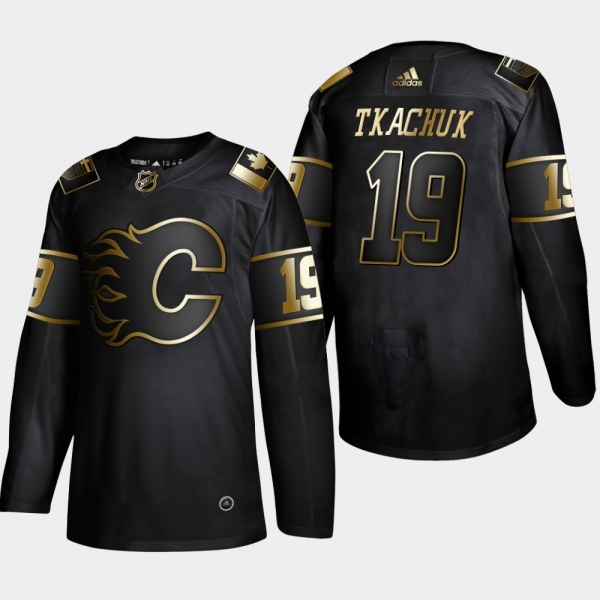 Men's Calgary Flames Matthew Tkachuk #19 2019 NHL Golden Edition Black Authentic Player Jersey