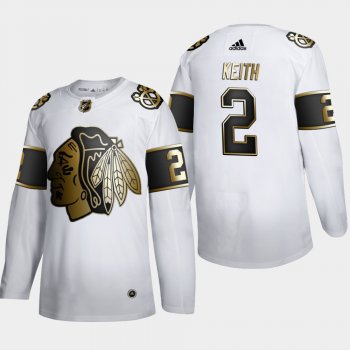 Men's Chicago Blackhawks Duncan Keith #2 NHL Golden Edition White Authentic Jersey