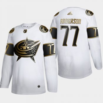 Men's Columbus Blue Jackets Josh Anderson #77 NHL Golden Edition White Authentic Jersey