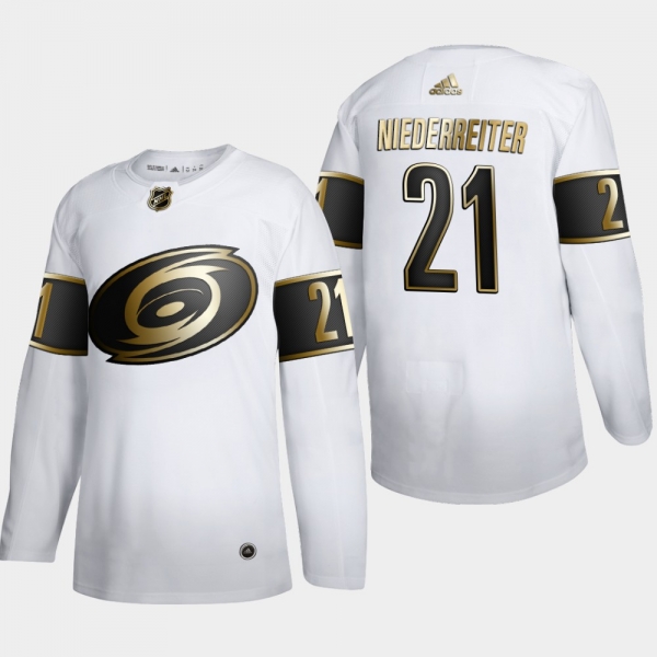 Men's JerseyMen's Carolina Hurricanes Nino Niederreiter #21 NHL Golden Edition White Authentic Jersey