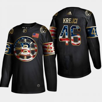 Men's JerseyBruins David Krejci #46 Independence Day Golden Edition Black Jersey