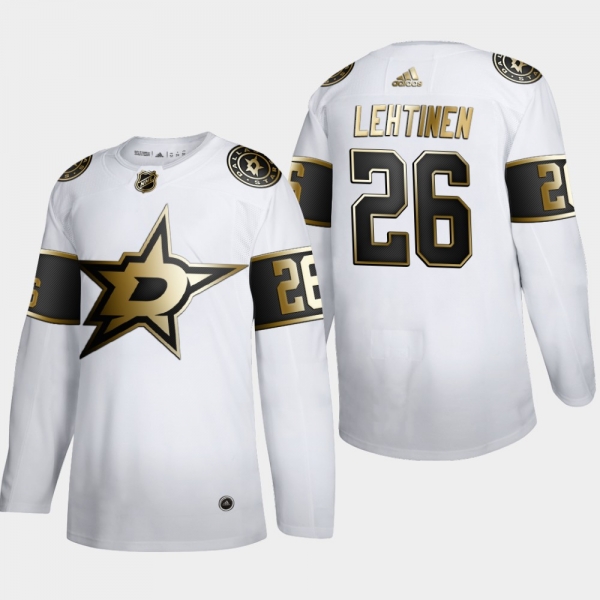 Men's Dallas Stars Jere Lehtinen #26 NHL Golden Edition White Retired Authentic Jersey