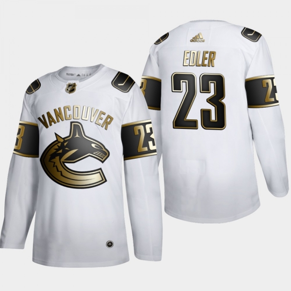 Men's Vancouver Canucks Alexander Edler #23 NHL Golden Edition White Authentic Jersey