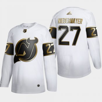 Men's New Jersey Devils Scott Niedermayer #27 NHL Golden Edition White Retired Authentic Jersey