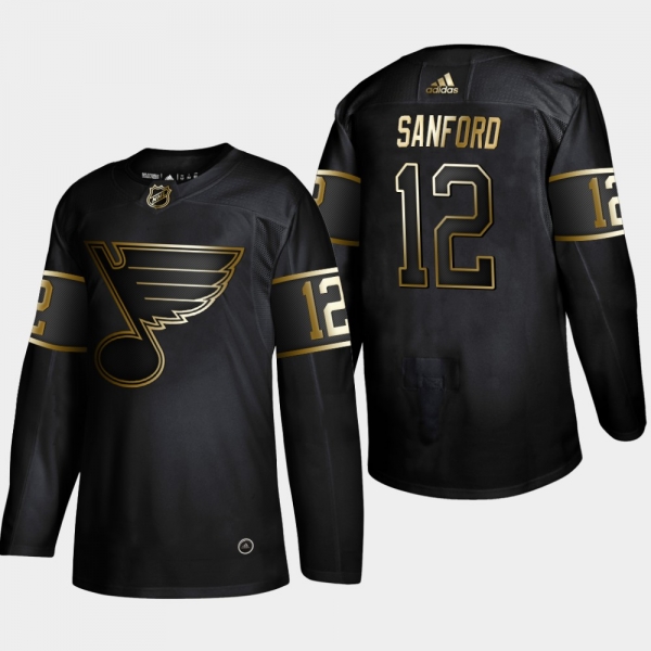 St. Louis Blues Zach Sanford #12 Authentic 2019 NHL Golden Edition Black Player Jersey - Men's