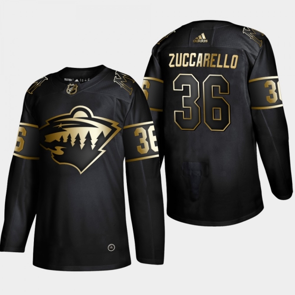 Men's JerseyMinnesota Wild Mats Zuccarello #36 NHL Golden Edition Authentic Jersey - Black