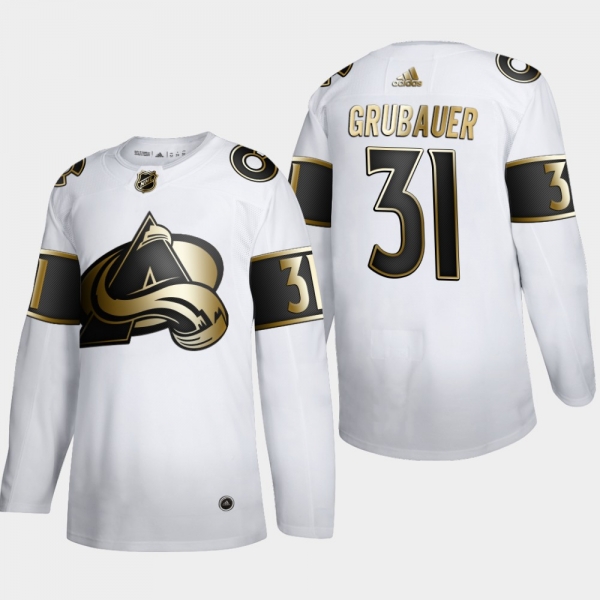 Men's Colorado Avalanche Philipp Grubauer #31 NHL Golden Edition White Authentic Jersey