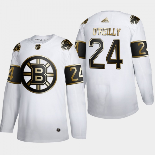 Men's Boston Bruins Terry O'Reilly #24 NHL Golden Edition White Retired Authentic Jersey